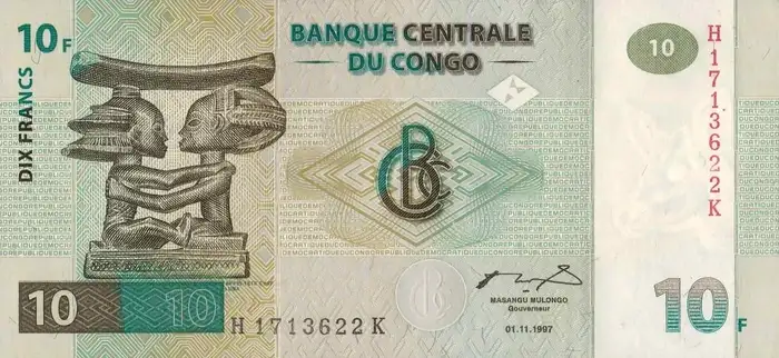 República Democrática do Congo 10 Francs