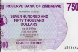 Zimbabwe 750.000 Dólares