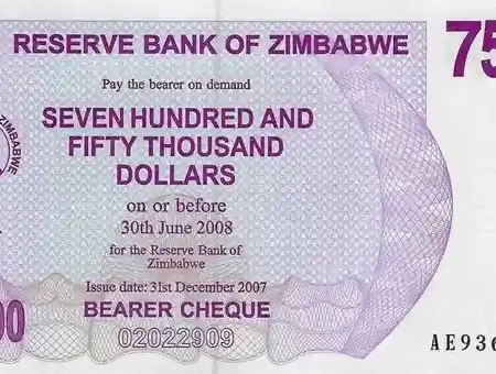 Zimbabwe 750.000 Dólares