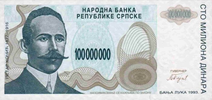 Bósnia Herzegovina 100.000.000 Dinara