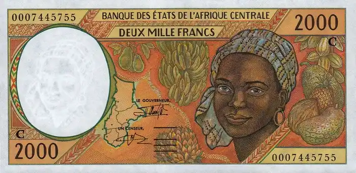 África Central Congo 2.000 Francs