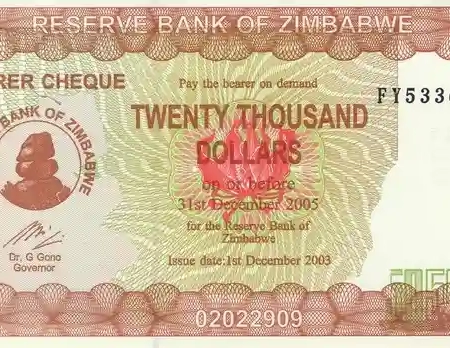 Zimbabwe 20.000 Dólares