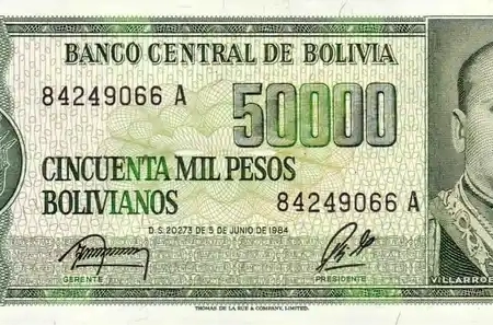 Bolívia 50.000 Pesos Bolivianos