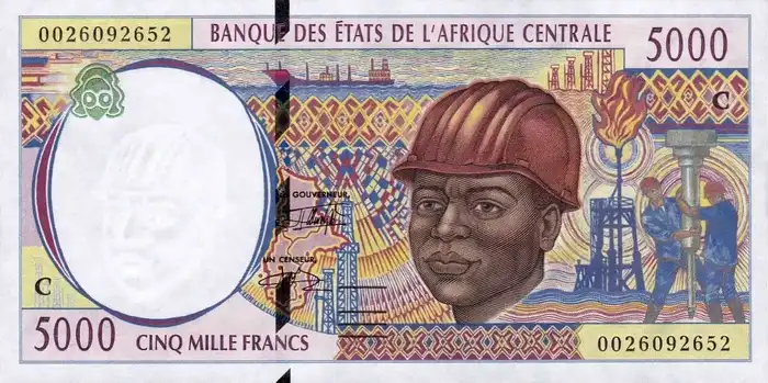 Estados da África Central Congo 5.000 Francs