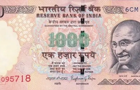 Índia 1.000 Rúpias